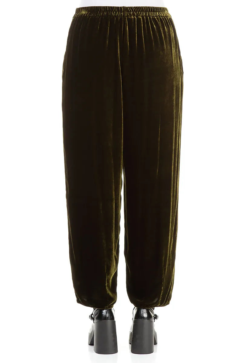 Taper Forest Mist Silk Velvet Trousers 2