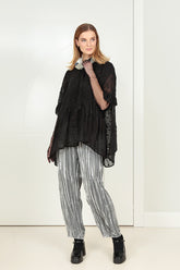 Long Taper Silver Crumpled Silk Velvet Trousers 6