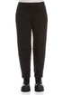 Long Tapered Black Textured Linen Trousers 1
