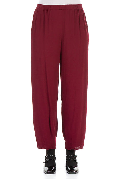 Long Tapered Claret Viscose Trousers