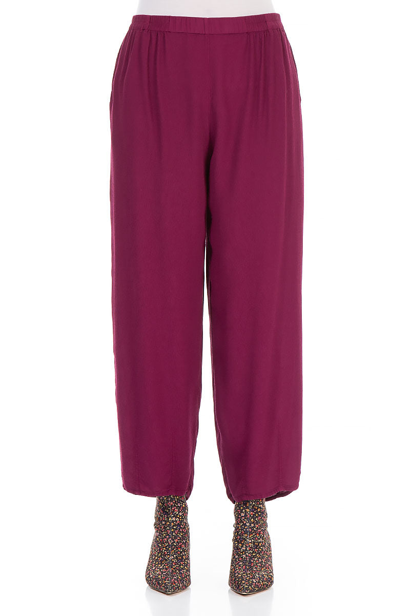 Tapered Claret Viscose Trousers