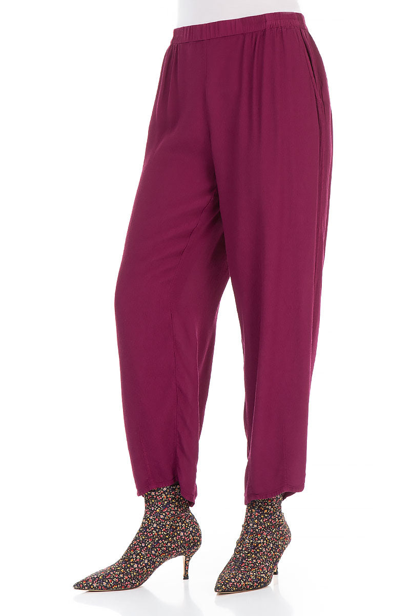 Tapered Claret Viscose Trousers