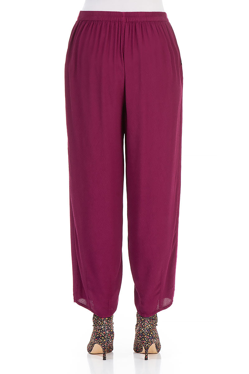 Tapered Claret Viscose Trousers