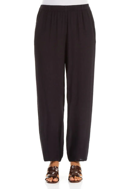 Long Tapered Graphite Viscose Trousers 1