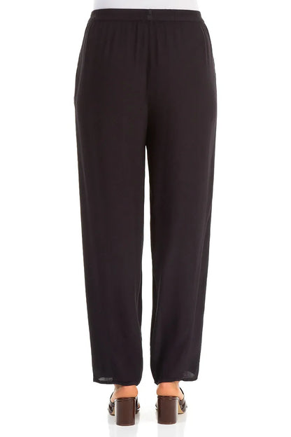 Long Tapered Graphite Viscose Trousers 2