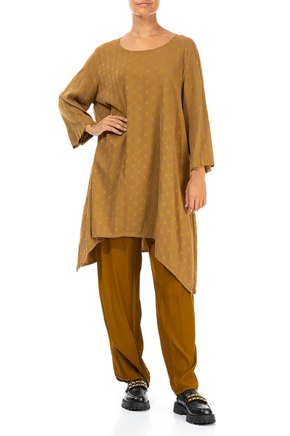 Long Tapered Yellow Ochre Viscose Trousers