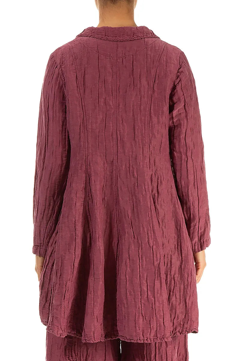 Longer Back Antique Ruby Crinkled Silk Linen Jacket