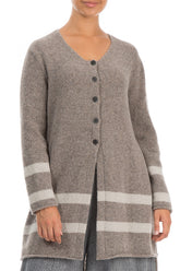 Longer Back Light Brown Wool Cardigan 3