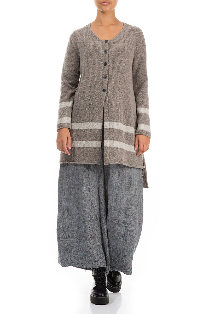 Longer Back Light Brown Wool Cardigan 4