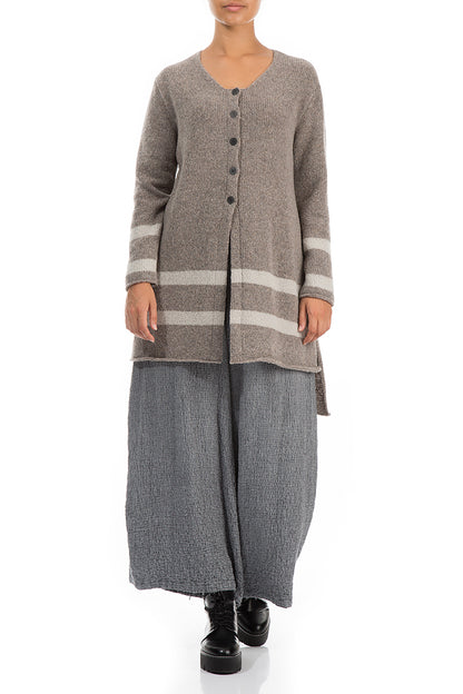 Longer Back Light Brown Wool Cardigan 4