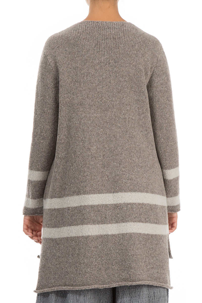 Longer Back Light Brown Wool Cardigan 2