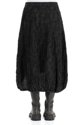 Longer Back Black Circle Silk Linen Skirt 2