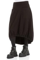 Longer Back Black Cotton Jersey Skirt 3