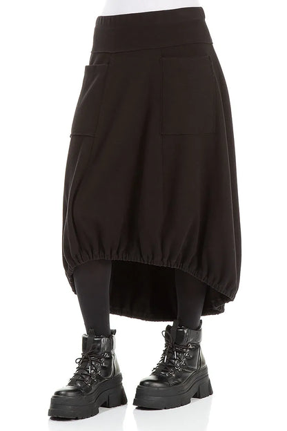 Longer Back Black Cotton Jersey Skirt 3