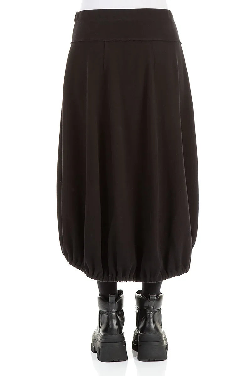 Longer Back Black Cotton Jersey Skirt 2