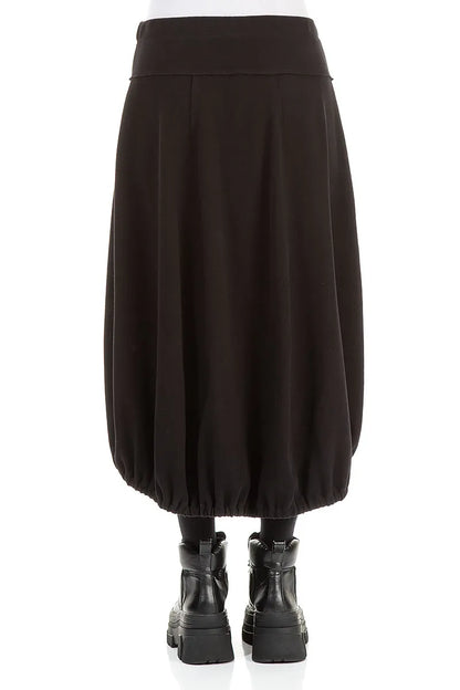 Longer Back Black Cotton Jersey Skirt 2