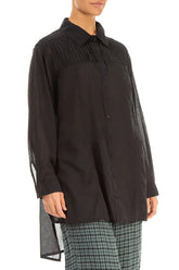 Longer Back Black Cotton Shirt 3
