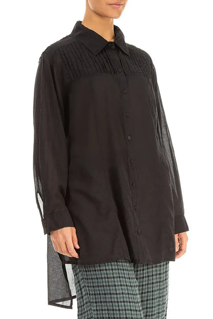 Longer Back Black Cotton Shirt 3