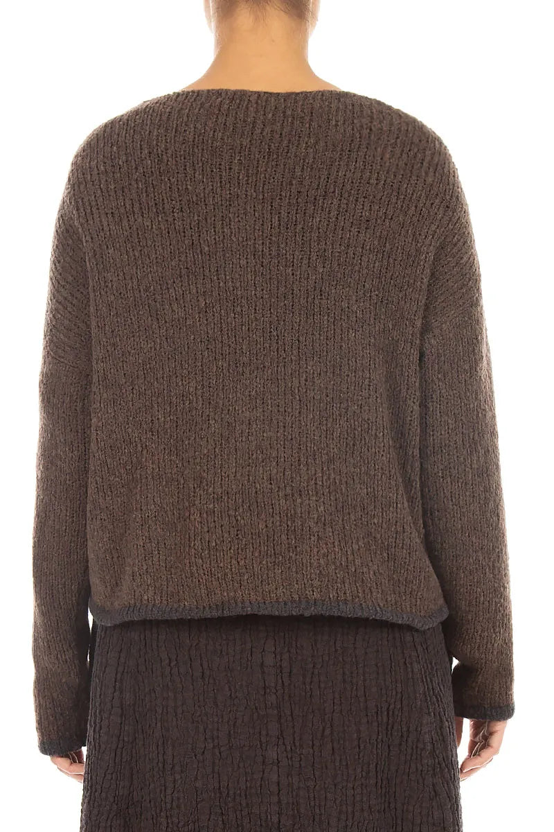 Longer Back Brown Wool Cardigan