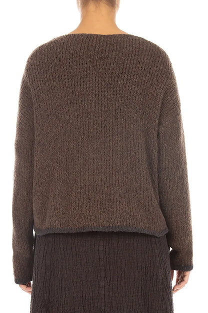 Longer Back Brown Wool Cardigan