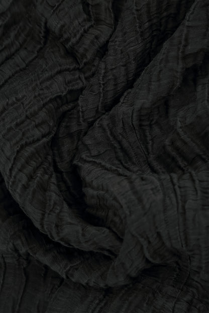 Longer Back Crinkled Black Silk Linen Jacket