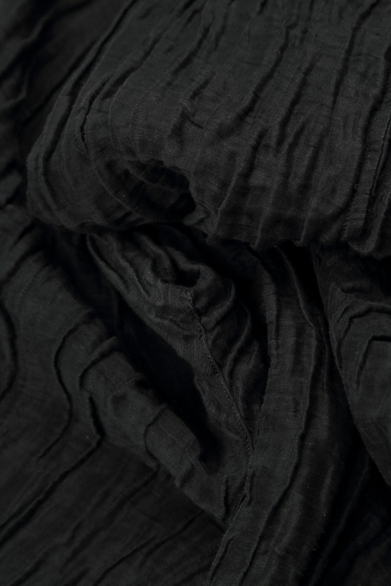 Longer Back Crinkled Black Silk Linen Jacket