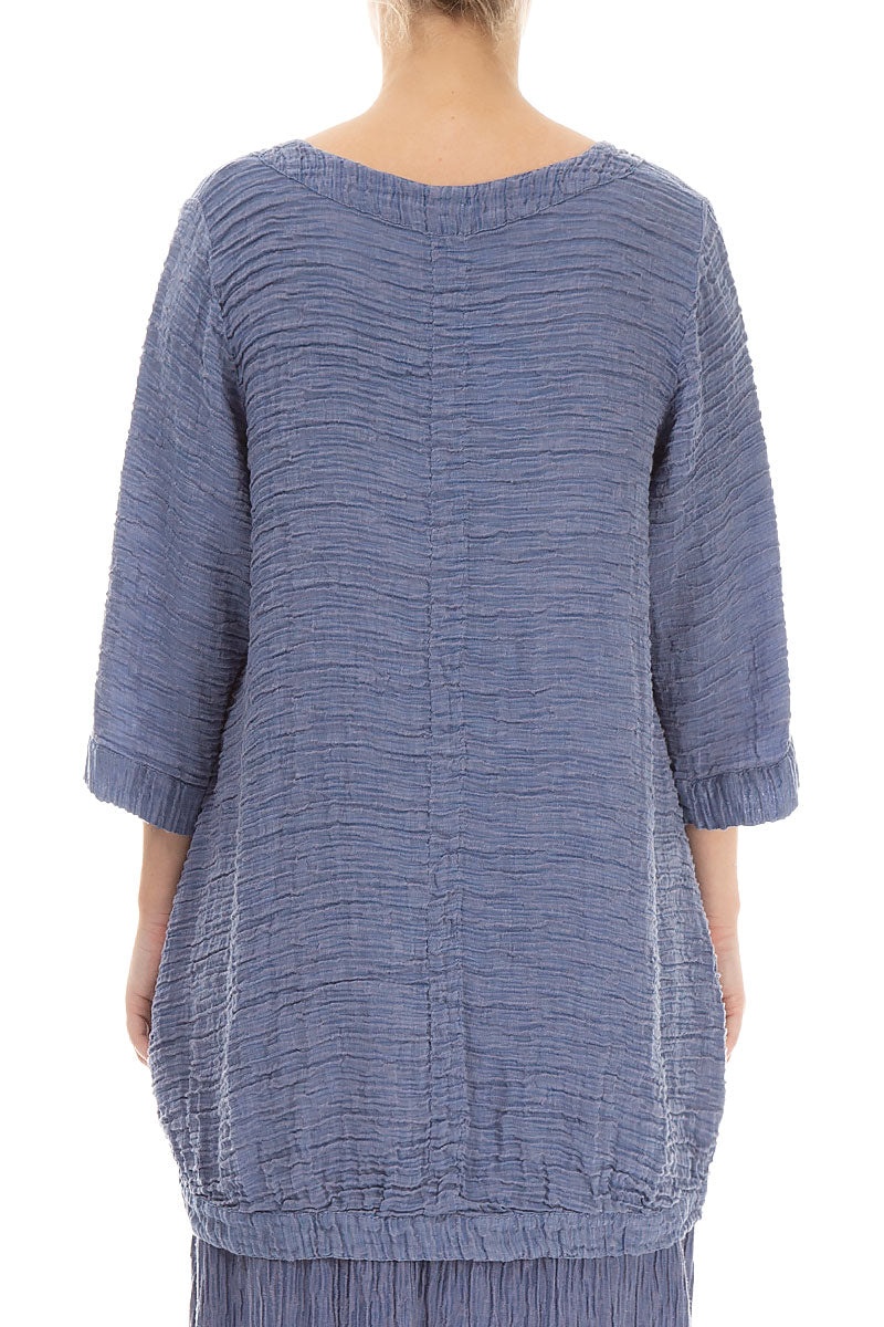 Longer Back Crinkled Blue Nova Tunic 2