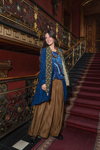 Longer Back Crinkled Royal Blue Silk Linen Jacket 6