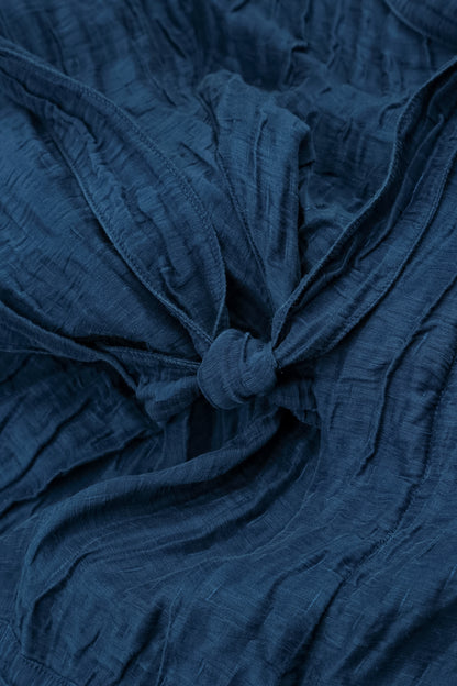 Longer Back Crinkled Royal Blue Silk Linen Jacket 5