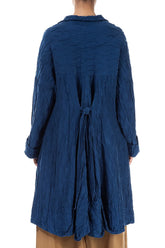 Longer Back Crinkled Royal Blue Silk Linen Jacket 2