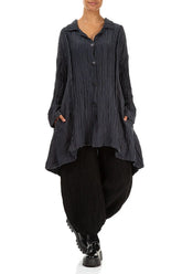 Longer Back Crinkled Violet Silk Linen Jacket 4