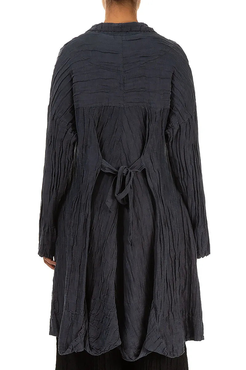 Longer Back Crinkled Violet Silk Linen Jacket 2