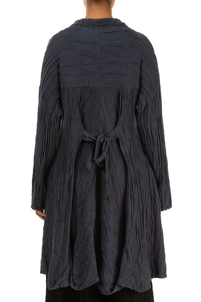 Longer Back Crinkled Violet Silk Linen Jacket 2