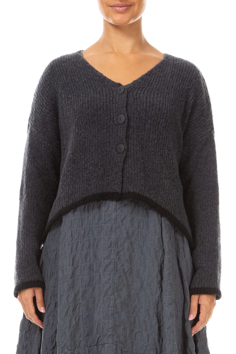 Longer Back Dark Grey Wool Cardigan 1