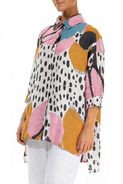 Longer Back Desert Bloom Linen Shirt