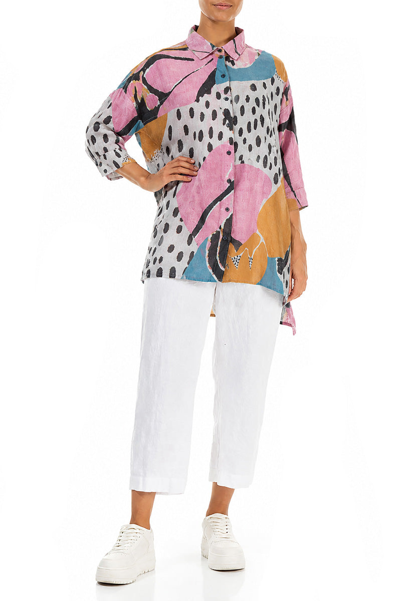 Longer Back Desert Bloom Linen Shirt
