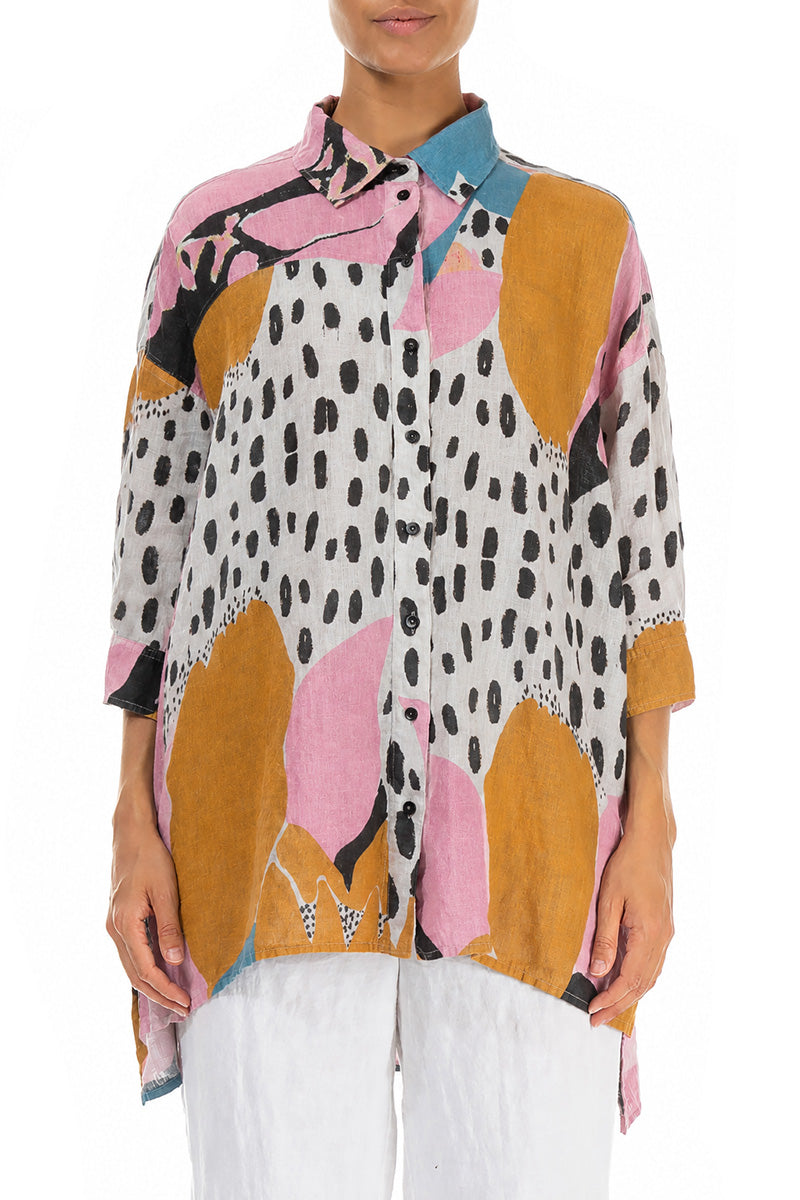 Longer Back Desert Bloom Linen Shirt