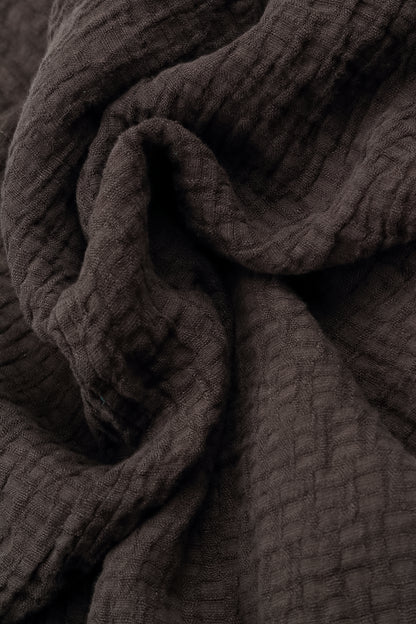 Longer Back Forest Brown Textured Linen Skirt 5