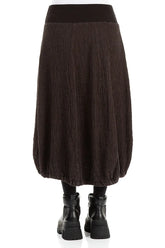 Longer Back Forest Brown Textured Linen Skirt 2