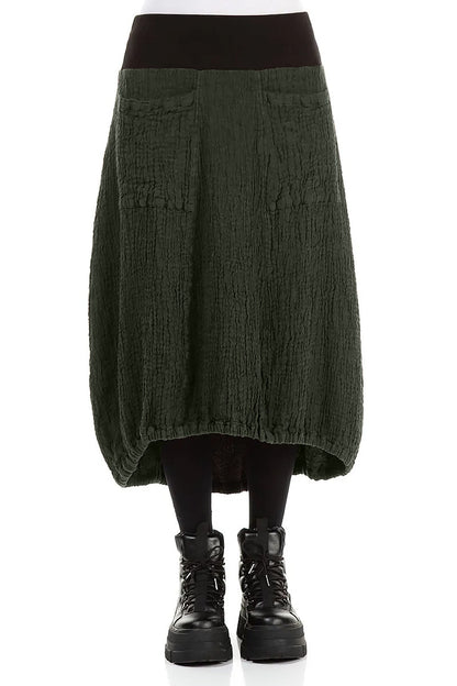 Longer Back Forest Mist Textured Linen Skirt 1