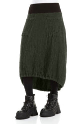 Longer Back Forest Mist Textured Linen Skirt 3