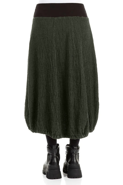 Longer Back Forest Mist Textured Linen Skirt 2