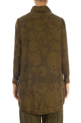 Longer Back Khaki Bubbles Silk Bamboo Shirt 2