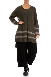 Longer Back Khaki Wool Cardigan 4