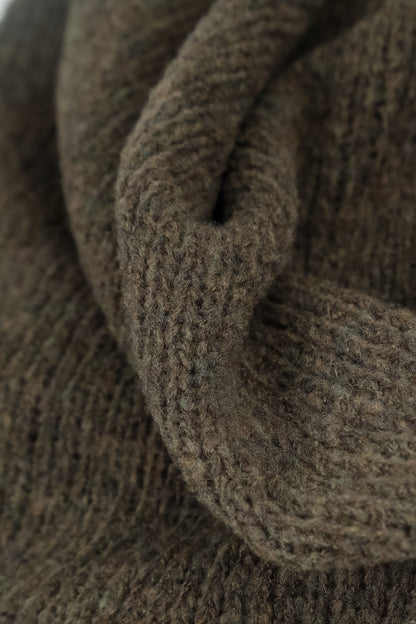 Longer Back Khaki Wool Cardigan