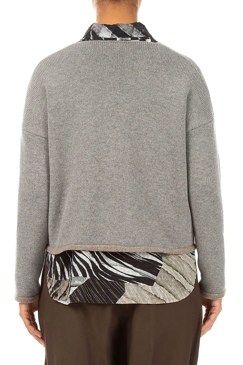 Longer Back Light Grey Cashmere Cardigan
