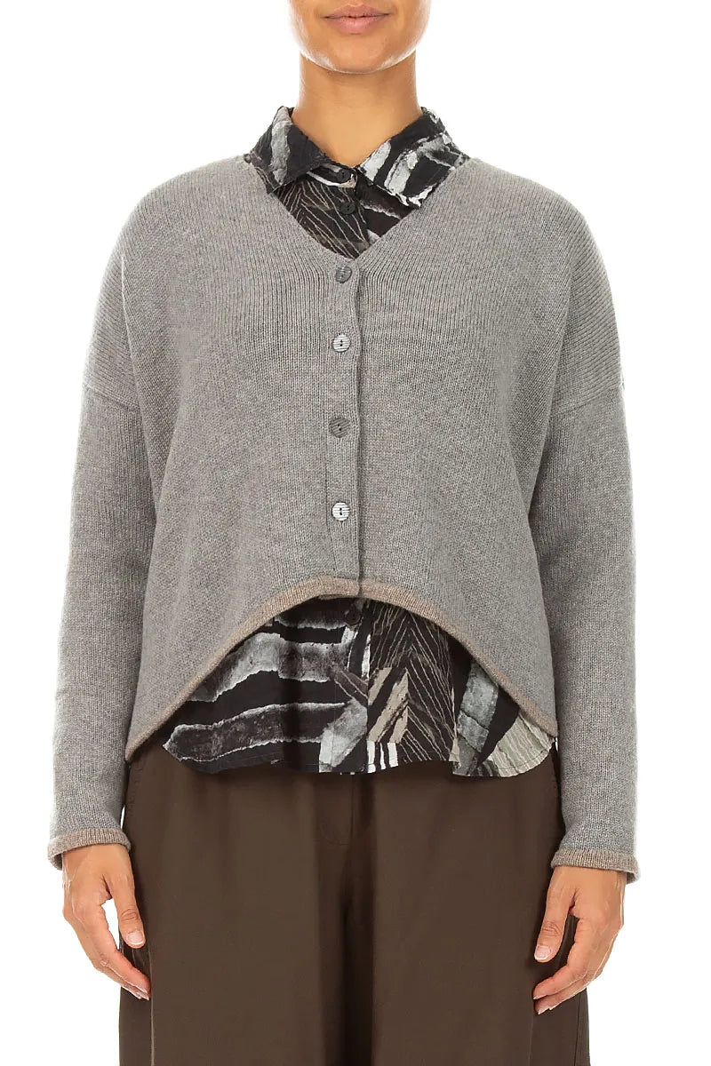 Longer Back Light Grey Cashmere Cardigan