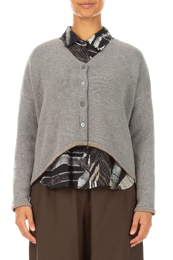 Longer Back Light Grey Cashmere Cardigan 1