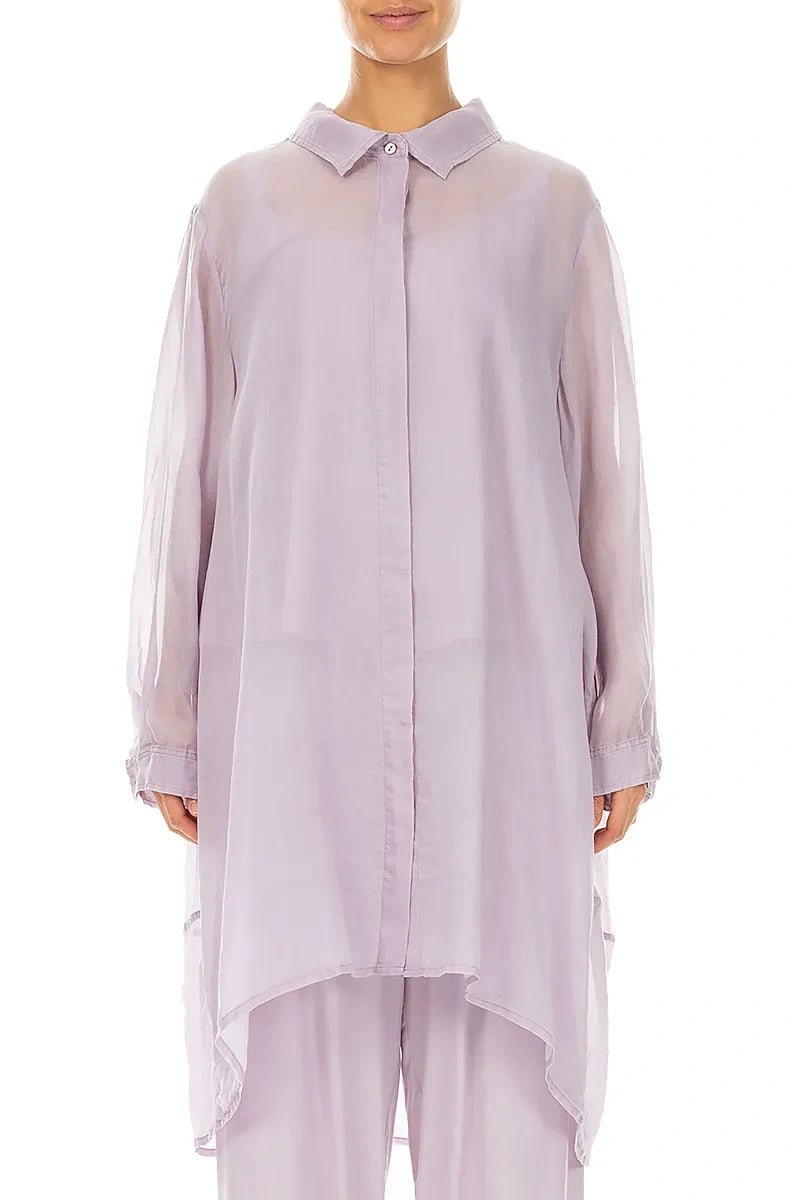 Longer Back Lilac Silk Cotton Shirt 1