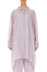 Longer Back Lilac Silk Cotton Shirt 1